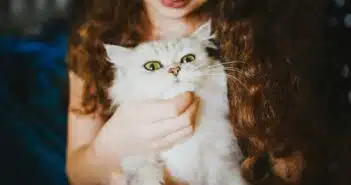 une petite fille avec un chat dans les bras