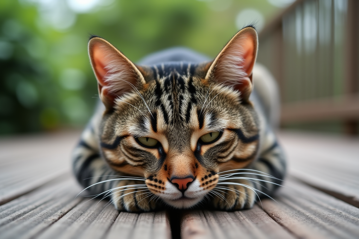Portrait d un chat tabby avec regard sage et expression digne