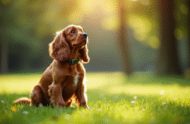 Cocker Spaniel américain dans un parc ensoleille