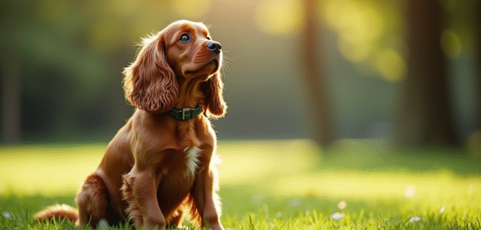 Cocker Spaniel américain dans un parc ensoleille