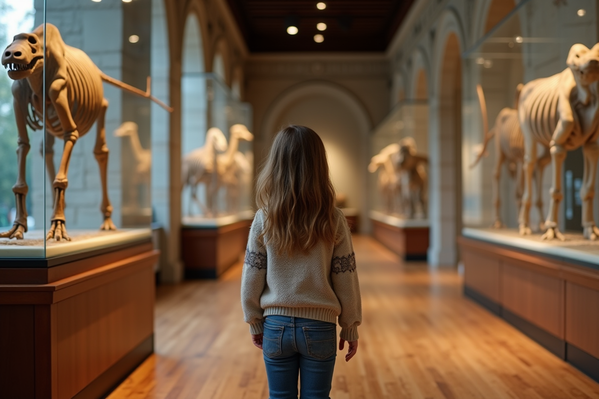 Jeune fille regarde exhibit d