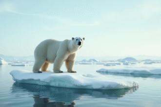 Ours polaire sur glace fondante dans l'Arctique