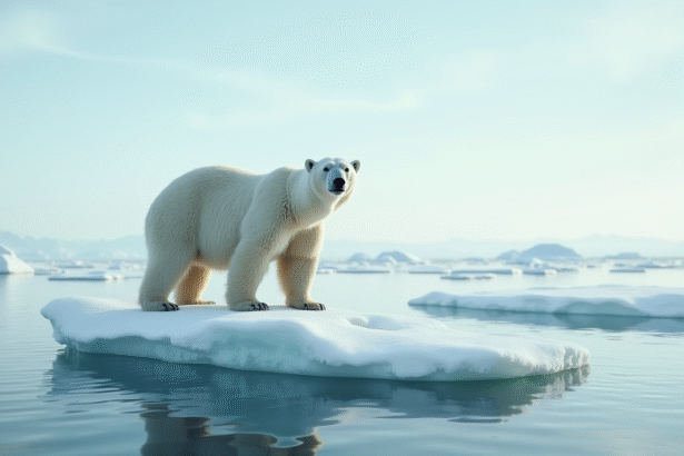 Ours polaire sur glace fondante dans l'Arctique